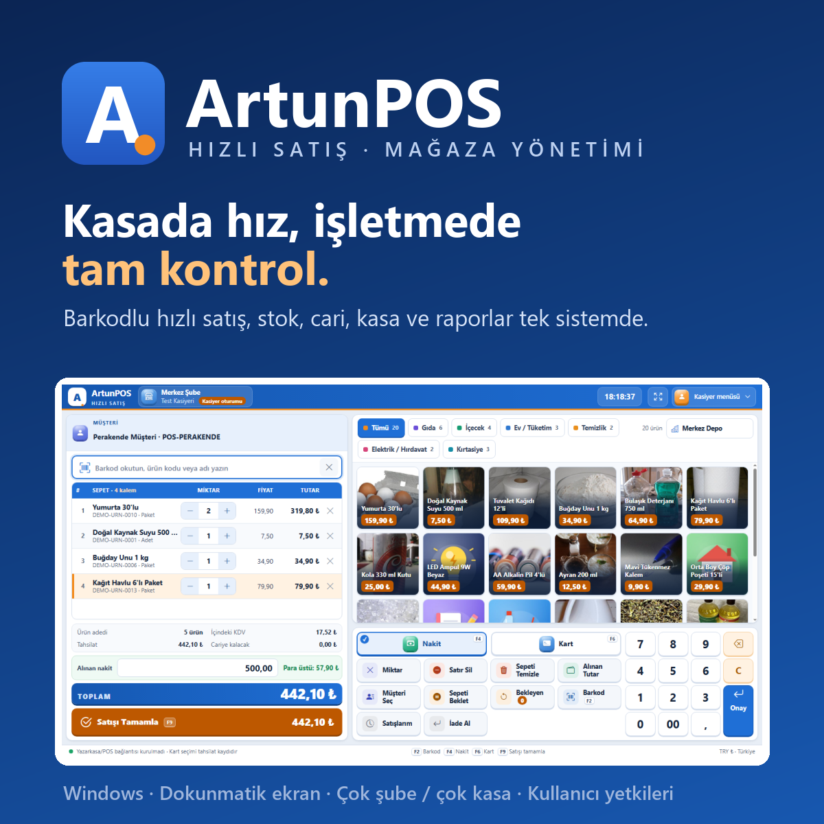 ArtunPOS Hızlı Satış ve Mağaza Yönetimi Programı