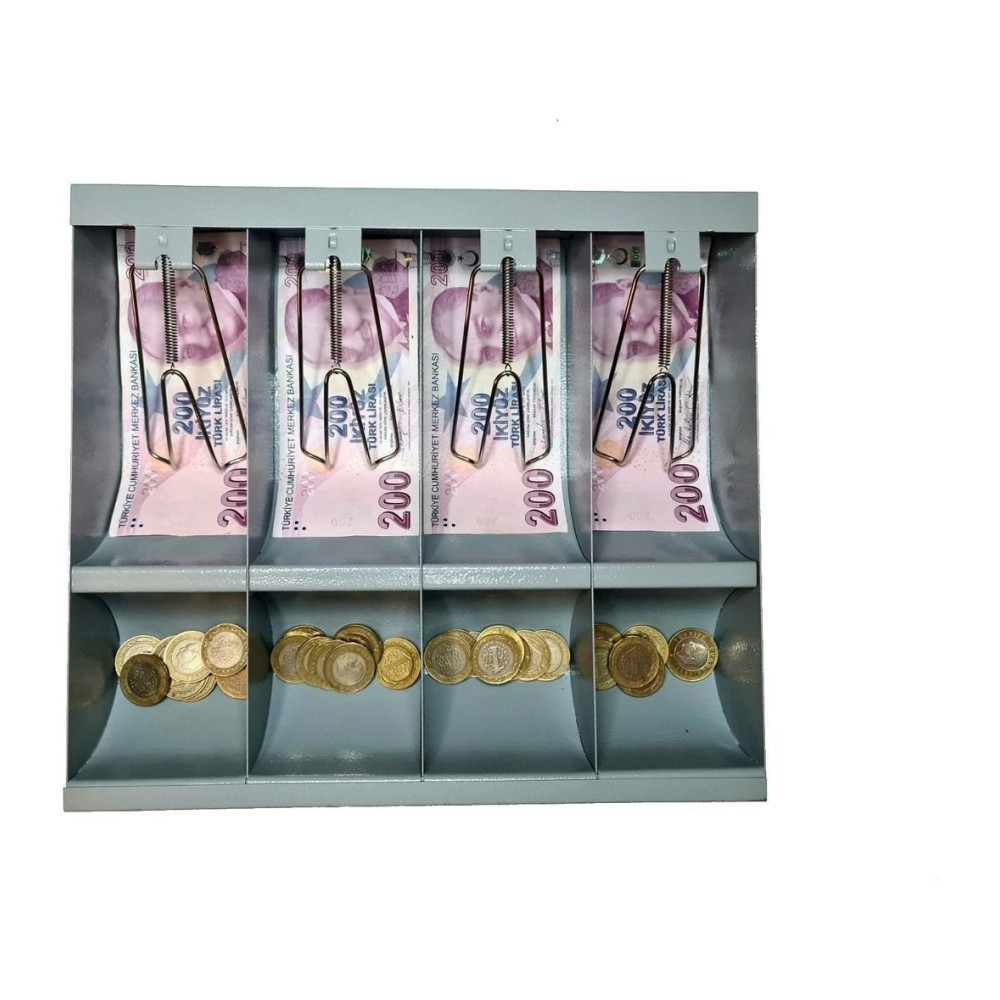 4B+8C (4 Kağıt/8 Metal Para Gözlü) Çelik Para Çekmecesi görsel 2