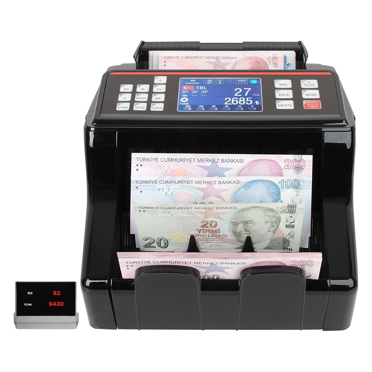 Renkli Ekranlı TL / Euro Kağıt Para Sayma Makinesi görsel 2
